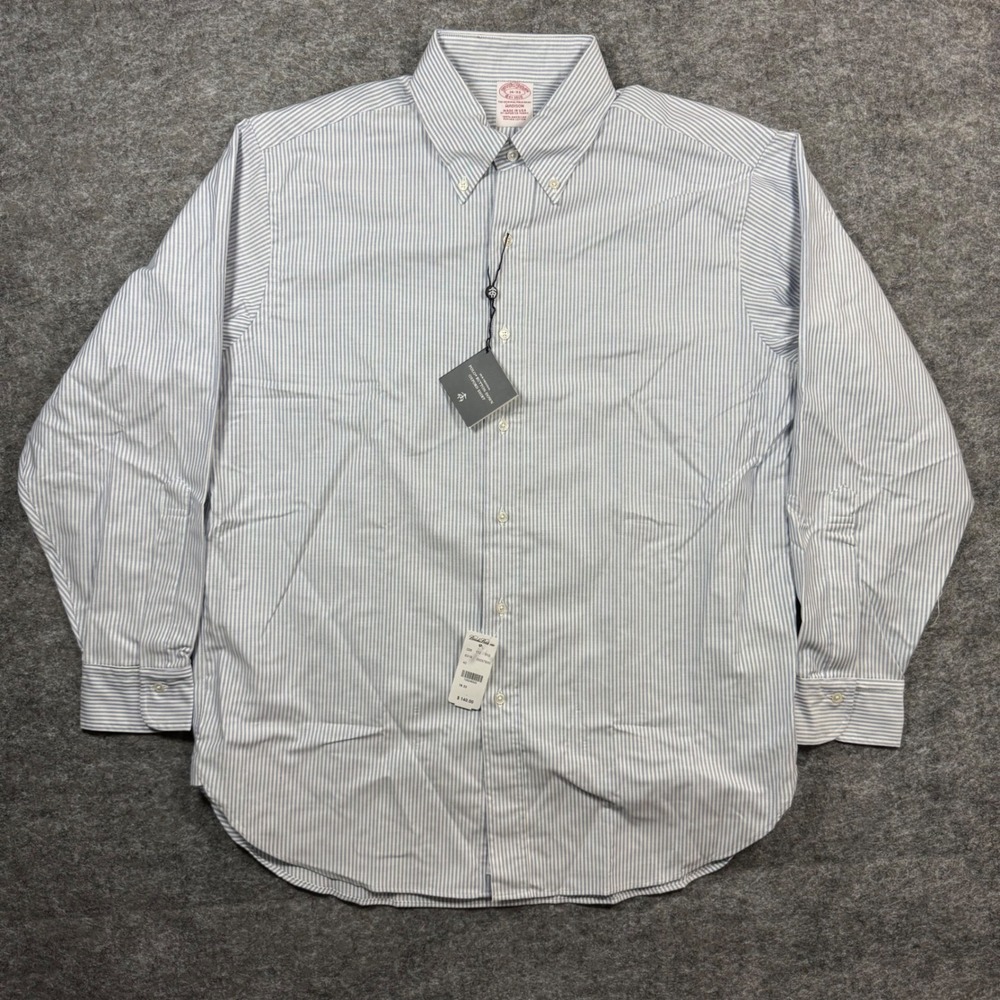 Brooks Brothers Madison Button Down Oxford Shirt Mens 16-33 Blue White Stripe